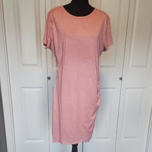 Relaxed Pink Short-Sleeve Midi Dress
